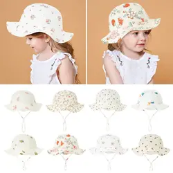 Summer Cute Cartoon Children UV Protection Beach Hat Panama Cap Sun Cap Kids Bucket Hat