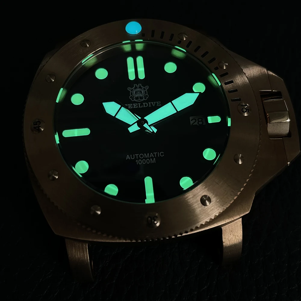 STEELDIVE Brand SD1959S 46MM Solid Bronze Case and Bezel NH35 Automatic 1000m Waterproof Men Dive Watches with Bronze Buckle