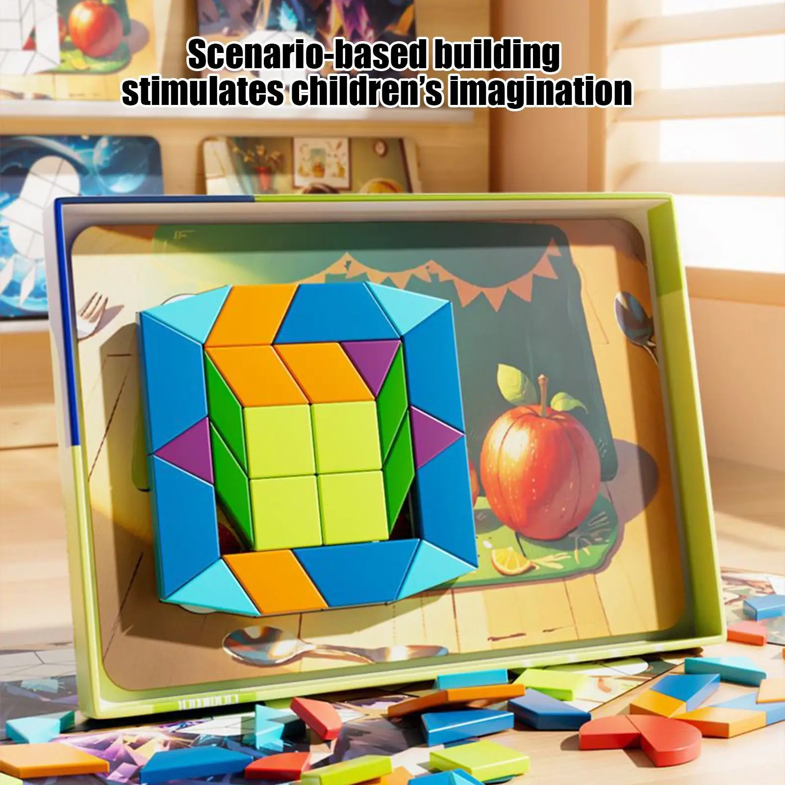 لعبة أطفال تانجرامز كتل ألغاز تانجرام تفاعلية محمولة مع مغناطيس للحفلات الليلية في الفصول الدراسية ورياض الأطفال للأولاد والبنات #4