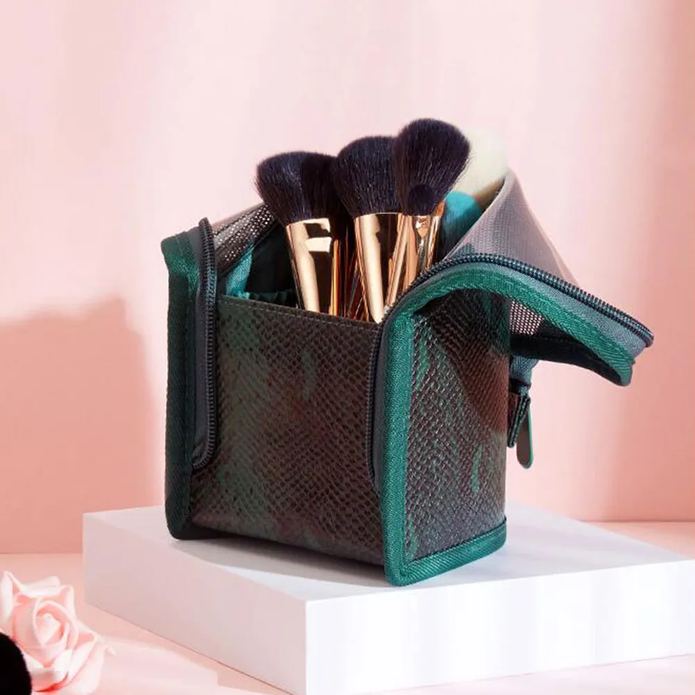 Pinseltasche aus Netzstoff, durchscheinender Organizer, aufrechter Reise-Make-up-Beutel, tragbare Aufbewahrung für Pinsel, Eyeliner, Tuben