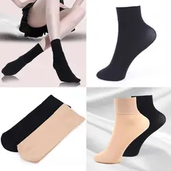 1/5/10 Pairs Fashion Autumn Winter Warm Socks Ladies Girls Solid Color Thick Silk Wide Mouth Nylon Ankle Socks Women Men