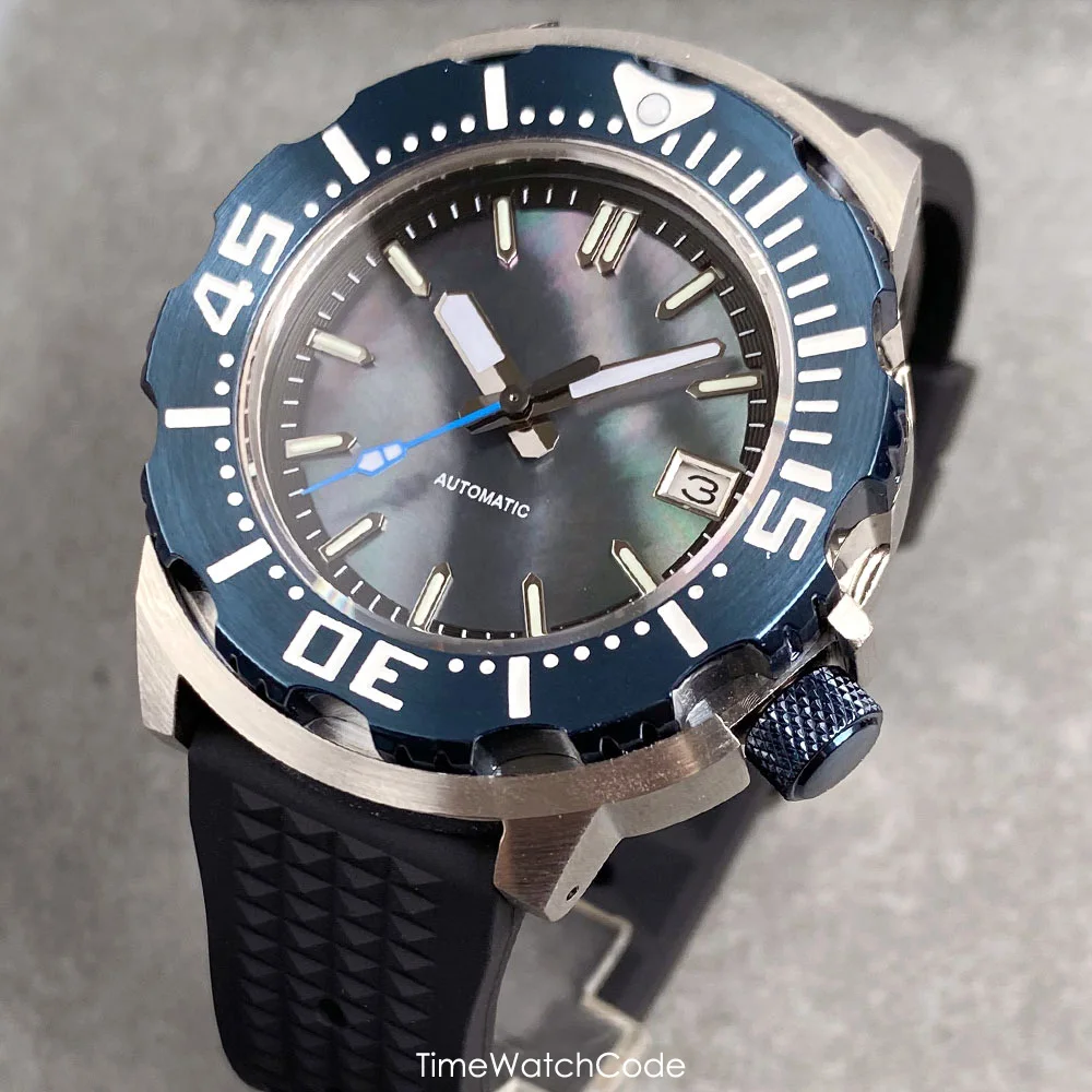 Tandorio NH35 Movt Diving Monster Automatic Watch for Men 200m Waterproof AR Coated Sapphire Crystal Mother of Pearl Dial