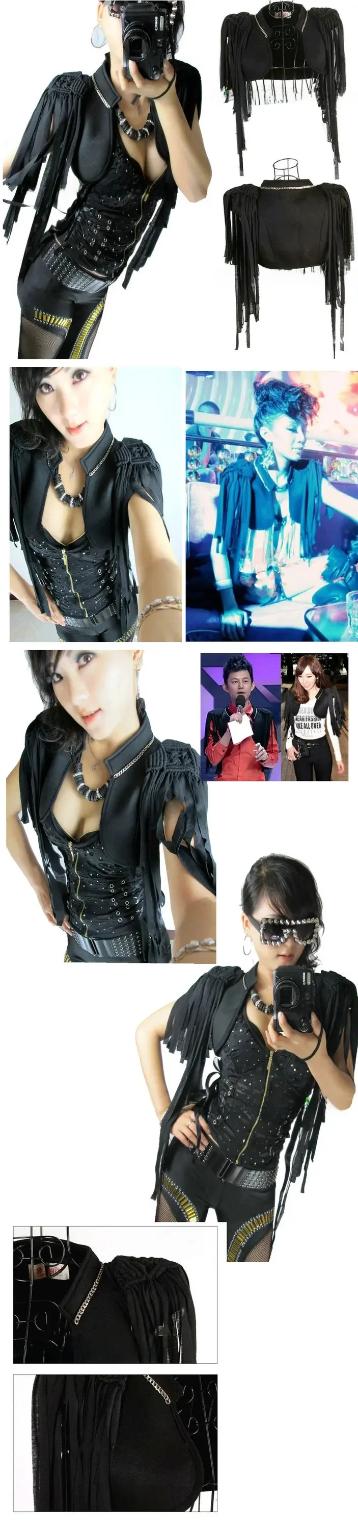 Short Jazz Dance Outfit Women Singer Bar Performance Coat Fashionable Versatile Fringed Shawl for Young Ladies Autumn Wear