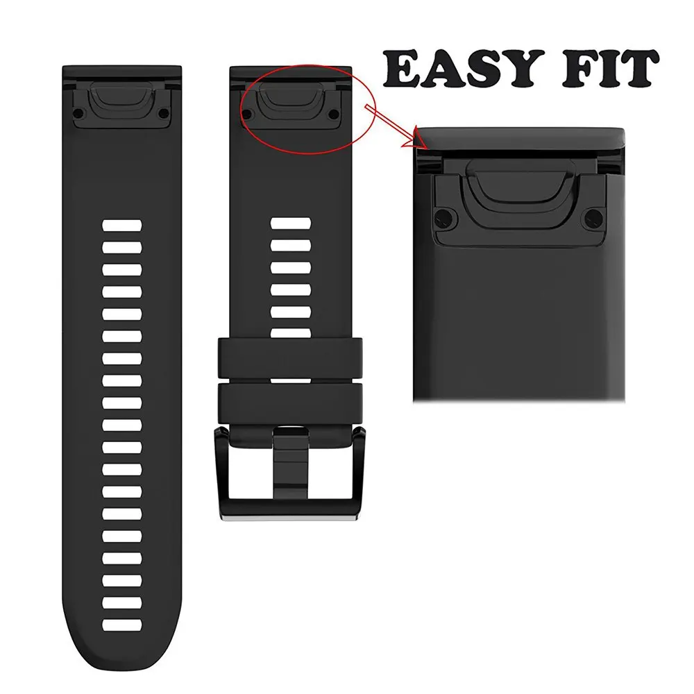 For Compatible Fenix 5X Band 26mm Width Soft Silicone Watch Strap for Fenix 6X/Fenix 7X/Fenix 5X Plus/Fenix 6X Pro/Fenix 3