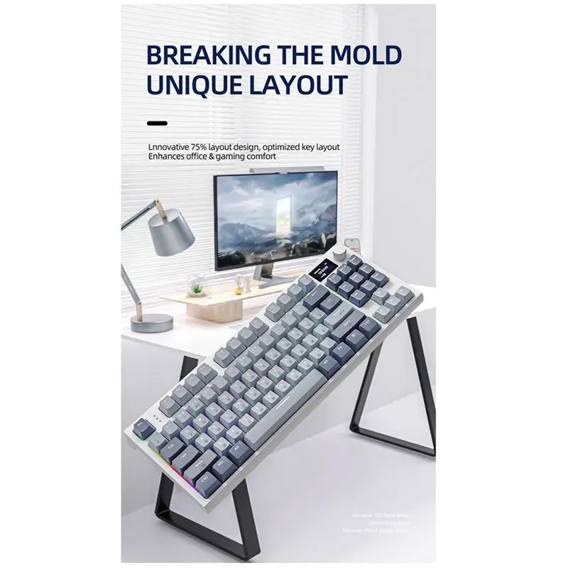 Superior K86 Tri-Mode RGB Hot-Swappable Russian Mechanical Keyboard Russian Wireless Bluetooth Russian Gaming Keyboard,A Durable
