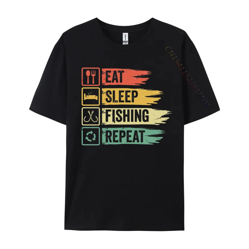 

Rife Men T Shirt Eat Sleep Fish Repeat T-shirt Tops Shirt All Cotton Leisure T Shirt Street Wear T Shirt