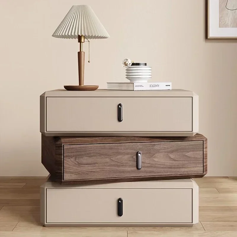 Rotating Solid Ｗood Ｎightstand Modern White Drawer Nordic Hotel Bedside Table Small Storage Mesitas De Noche Bedroom Furniture