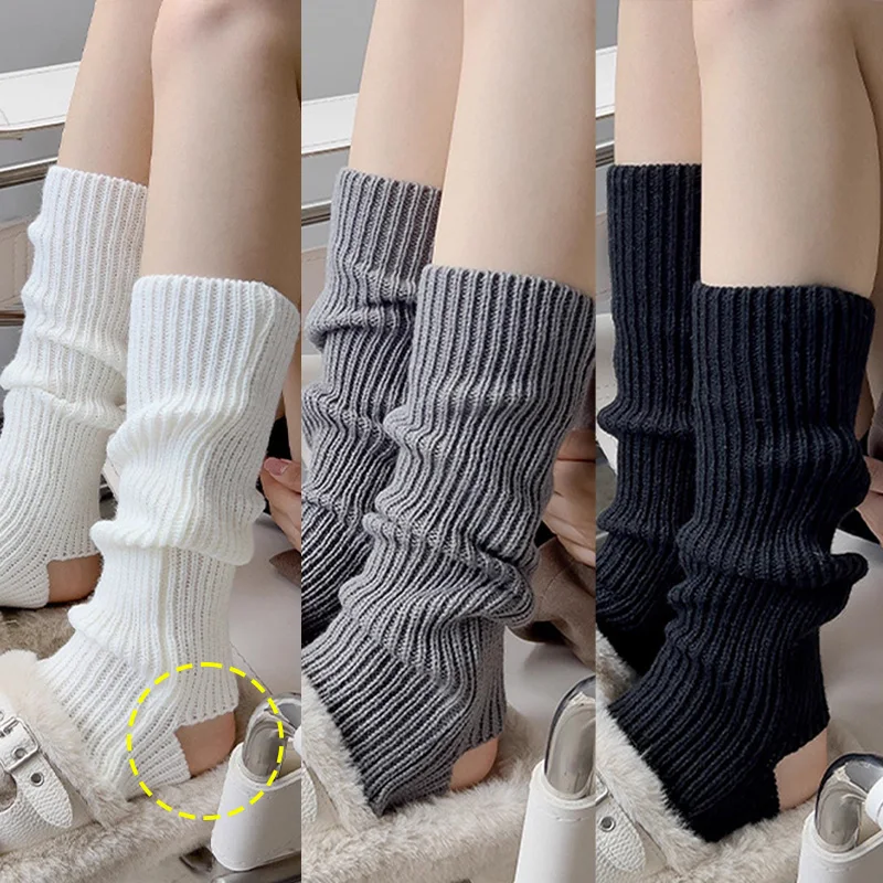 

1/2/3pairs Autumn Winter Warm Lolita Leg Warmers Socks Women Wool Knitted Stomping Foot Cover Arm Warmer Black White Grey Sock