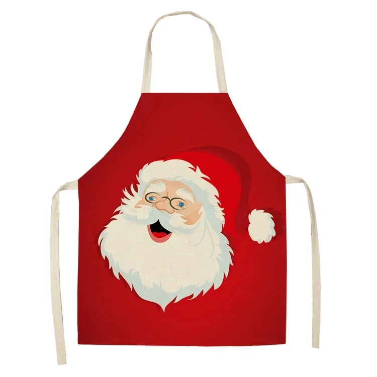 2022 Cartoon Santa Print Sleeveless Kitchen Apron Holiday Decoration Family Dinner Kids Apron Kitchen BBQ Cooking Accessories