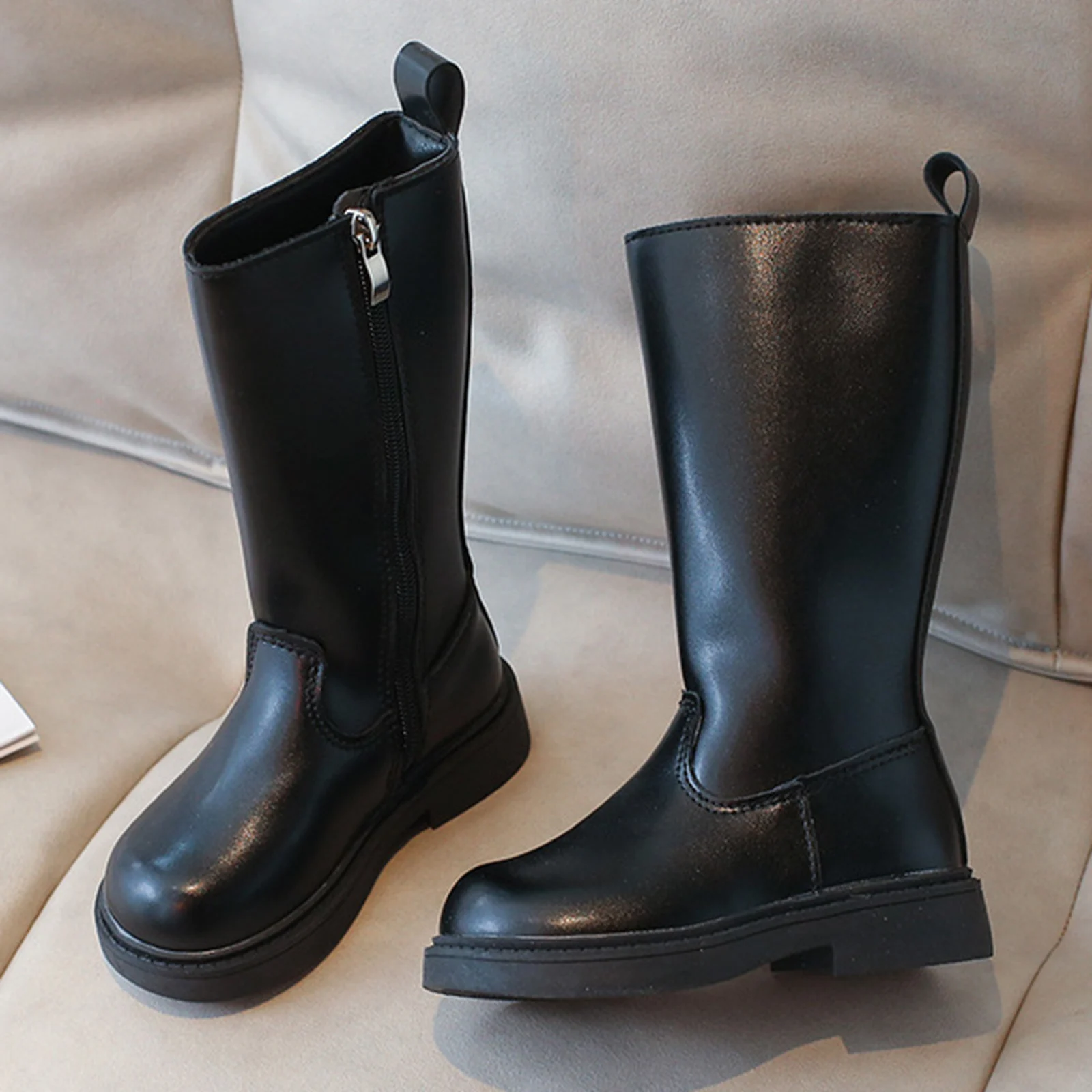 

Модные ковбойские сапоги для девочек, ботильоны в стиле вестерн до середины икры, удобная обувь с круглым носком для детей, ботильоны для детей и подростков