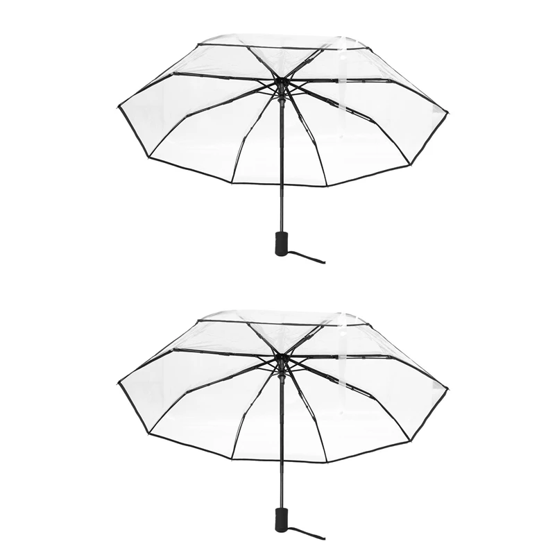 2X Transparent Umbrella Automatic Umbrella Rain Women Men Sun Rain Auto Umbrella Compact Folding Windproof Style