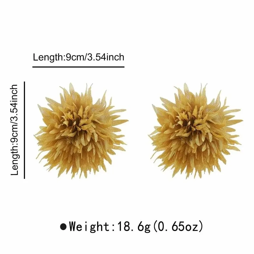 New Big Flower Design Fabric Earrings Stud Type Lightweight Large Flower Earrings Casual Holiday Earrings Vacation Outing