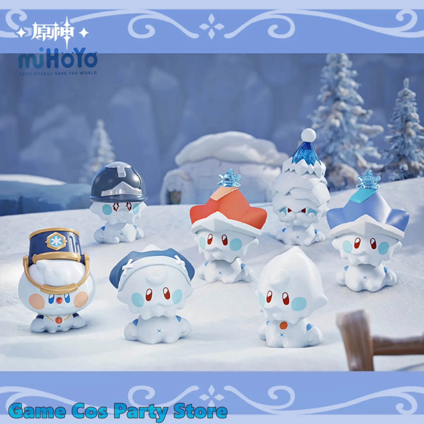 [genuine]-anime-cosplay-diy-accessories-genshin-impact-snezhnaya-jack‑frost-mini-elf-statue-village-model-car-ornaments-official