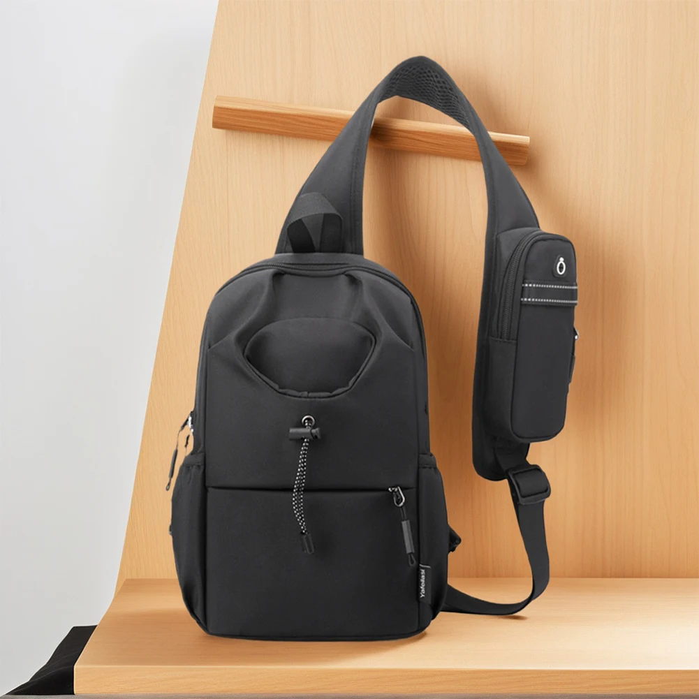 Sac de poitrine en nylon, sac banane multifonctionnel décontracté avec poche pour bouteille, sac à bandoulière Hobo pour voyage en plein air et randonnée