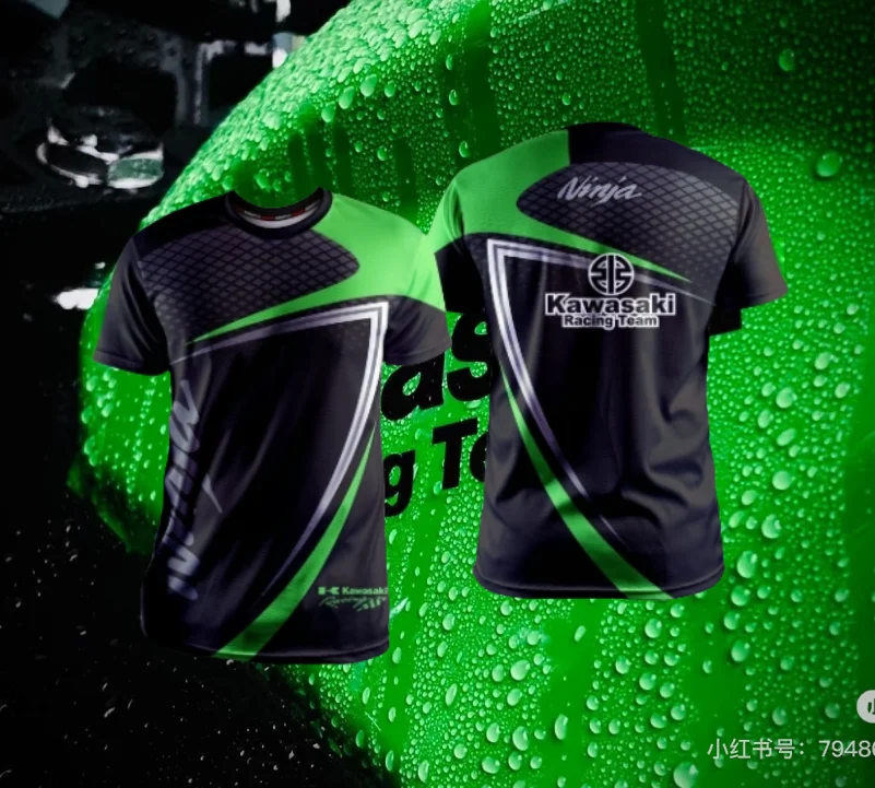 

Новинка 2025, мотоциклетная футболка Kawasaki, новая футболка Kawasaki, летняя футболка для верховой езды, солнцезащитный крем, быстросохнущая футболка, впитывающая пот