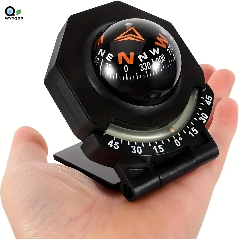 

Car Dashboard Compass Adjustable With Slope Meter 2-In-1 Precision Navigation Car Mount Compass Ball Compass for Vehicle Boat