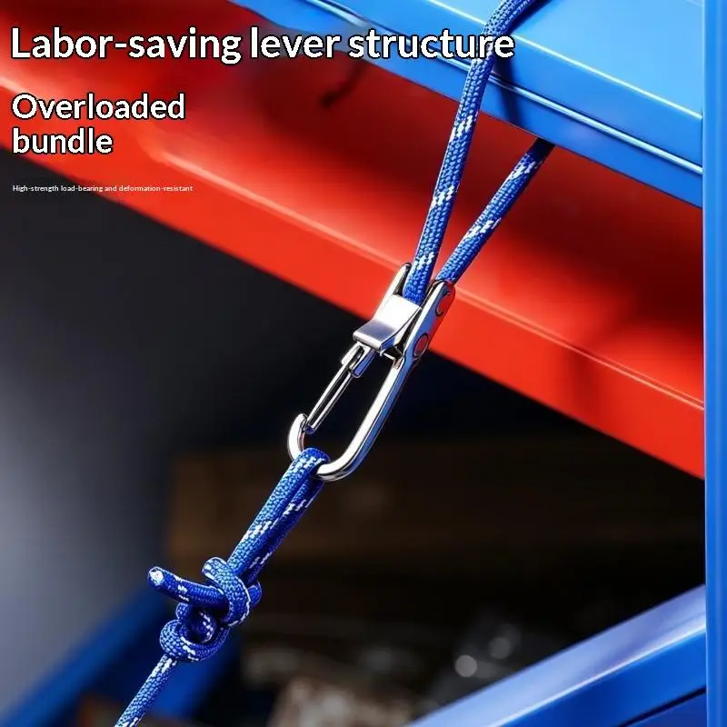 Durable Rope Tying Tool & Tensioner with Retractable Roller Buckle Tear Resistant for DIY Craft Cord Fastening