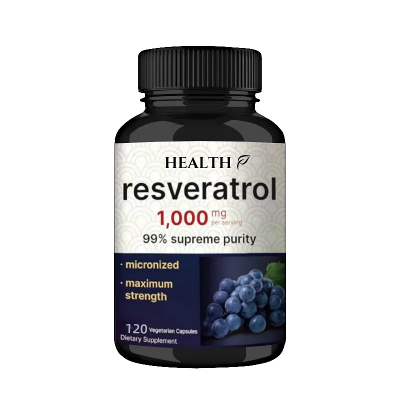 HEALTH Resveratrol Supplement 1000mg Per Serving120 Veggie Capsules, 99% Pure Trans-Resveratrol Brain & Heart Support – Non-GMO