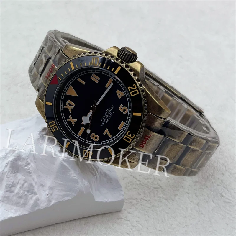 BLIGER-Relógio Bronze impermeável, agulha floco de neve, NH35 Movimento automático, Roman Dial, Pulseira Oyster, 10ATM, 40mm