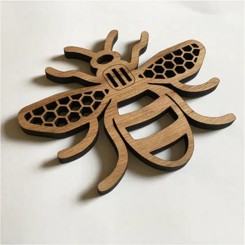 Wood Honeycomb Coaster Wooden Tableware Mats Hollow Bee Cup Cushion Mat Wooden Bee Honeycomb Cup Pad Decorative Exquisite Home