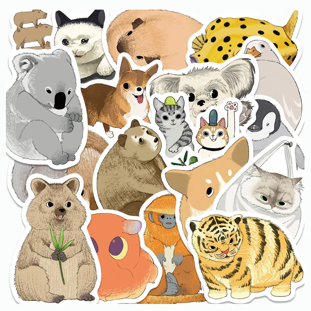 50PCS Elemental Animals Stickers Cartoon Retro Style Decal For Laptop Refrigerator Scrapbook Storage Box Guitar Graffiti Sticker