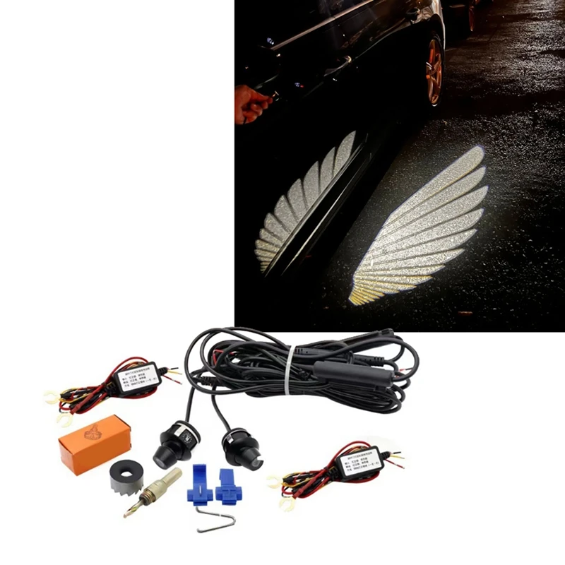 Car Side Rearview Mirror Welcome Lights Angel Wing Universal LED Projector Laser Light Ambient Lighting Replacement Accessories