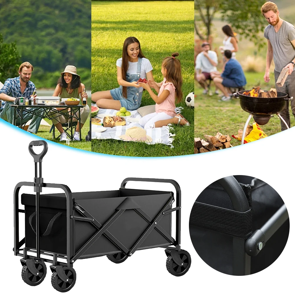 عربة عربة قابلة للطي ذات سعة كبيرة محمولة قابلة للطي عربة قابلة للطي شديدة التحمل للتخييم والحديقة والتسوق والرياضة