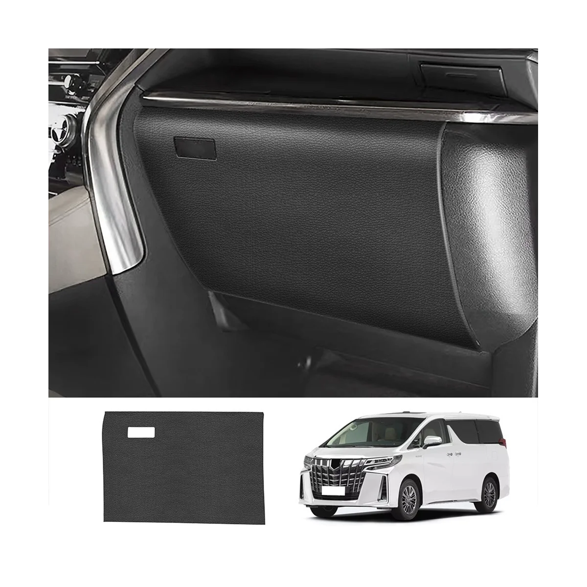 Car Lychee Skin Leather Storage Glove Box Protector Pad Anti-Kick Pad Anti-Dirty Pad Mat Cover for Alphard image 2