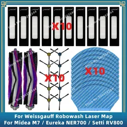 Kompatibel für ( Midea VCRM7EVO M7, M7 Pro / Eureka NER700 / Weissgauff Robowash Laser Map ) ersatzteile zubehör hauptseiten bürste hepa filter mop tuch