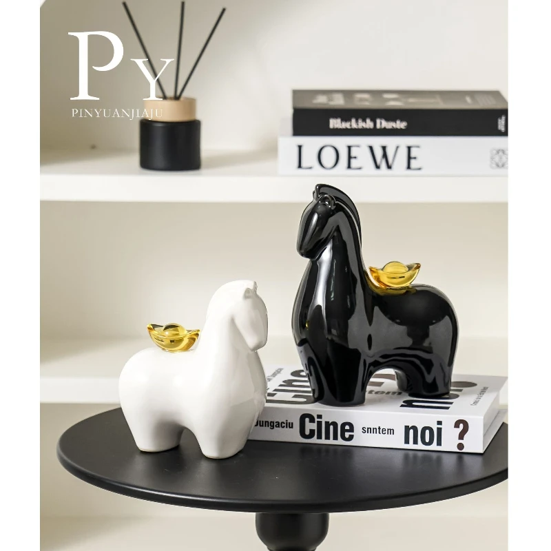 

Милый дизайн пони, винный шкаф, керамическое украшение для гостиной, крыльцо, украшение для ТВ-шкафа, офисный рабочий стол, украшение со знаком зодиака, лошадь