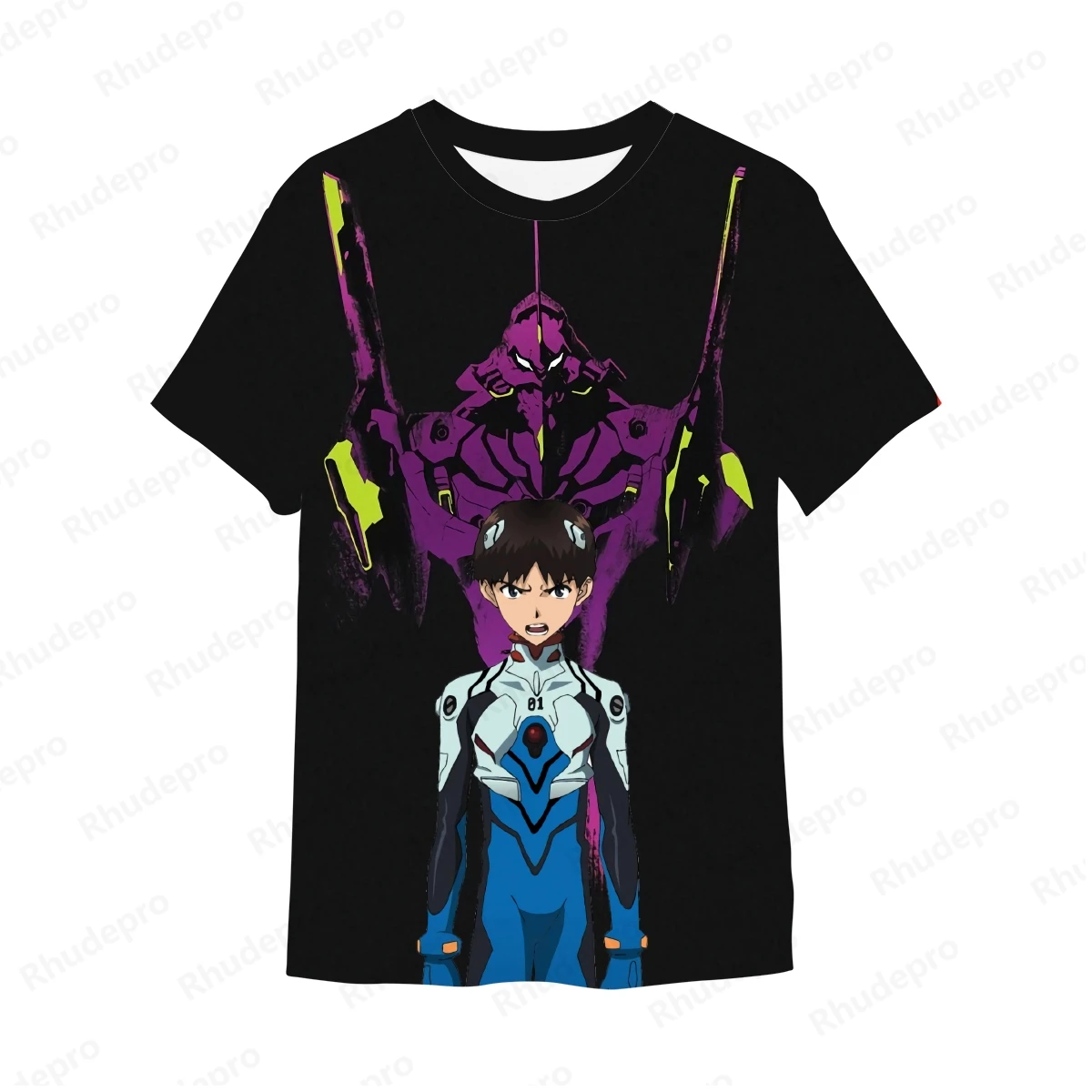 Camiseta masculina de manga curta Neon Genesis Evangelion, roupas Hip Hop, tendência infantil, estilo Harajuku, novo presente, roupa Y2k