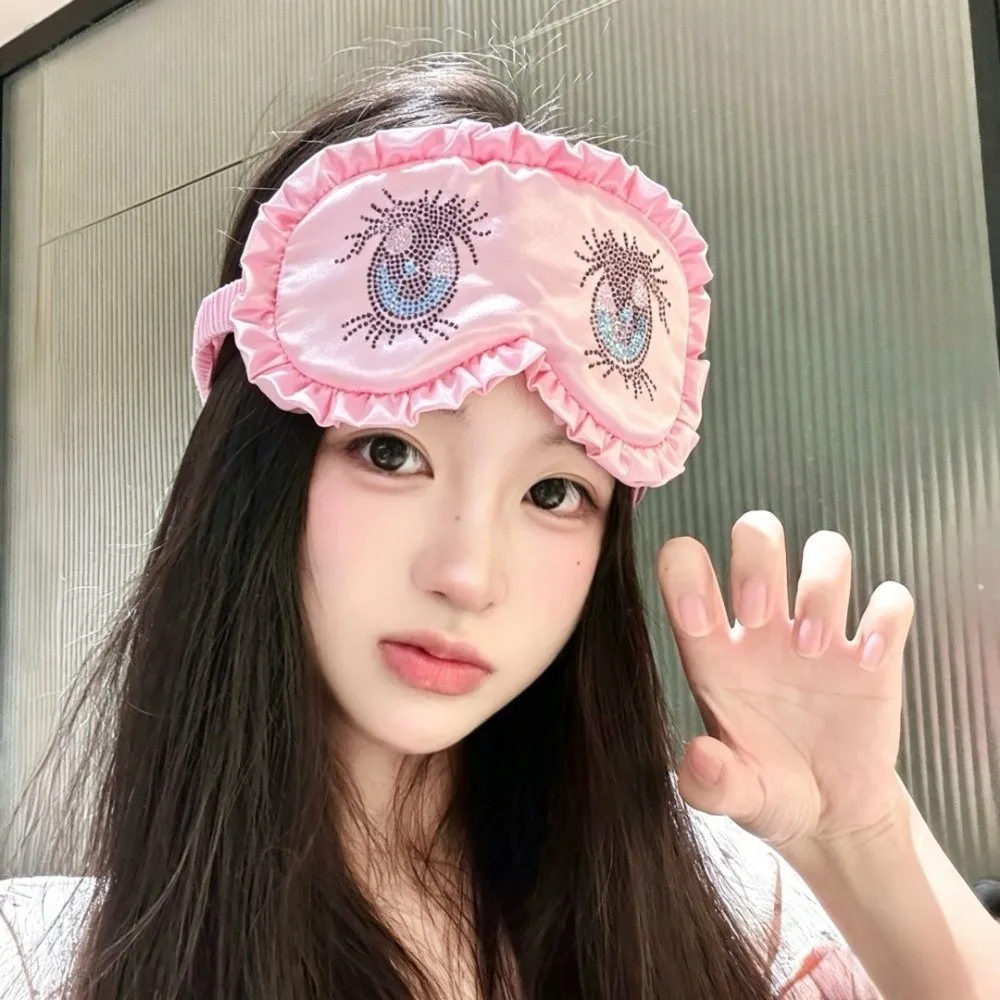 Stretchy Rhinestone Large Eyes Mask Harajuku Cartoon Eyes Headband Block Light Breathable Eye Covers Hair Styling Accessory