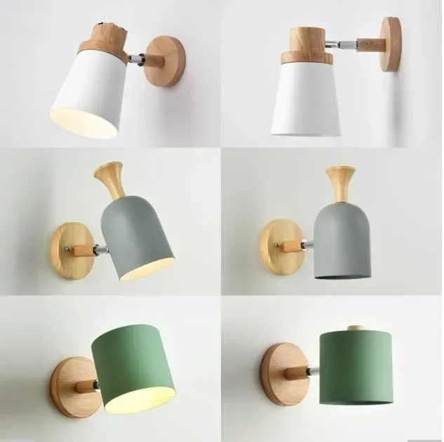 Nordic LED Wall Lamp For Bedroom Reading Wall Sconce Bedside Luminaira Modern Wooden E27 Wall Mounted Lighting Fixtures