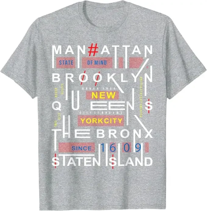 مدينة نيويورك التفاح الكبير برونكس كوينز مانهاتن جزيرة ستاتن تي شيرت الرجال النساء الصيف موضة خمر القطن طاقم الرقبة تي شيرت #3