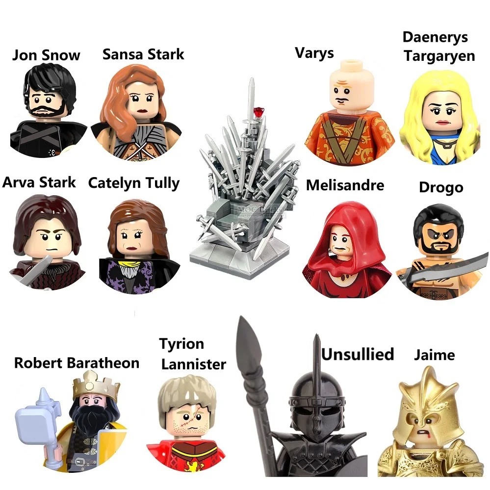 Game of Thrones Set Building Blocks Cersei Lannister Jon Snow Arya Stark Mini Action Figure Bricks Toy