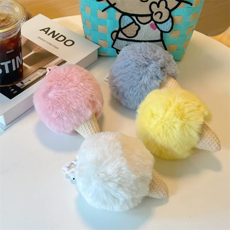 Cute Ice Cream Plush Pendant Toy Soft Stuffed Food Simulation Delicious Dessert Plushie Throw Pillow Sofa Cushion Home Decor