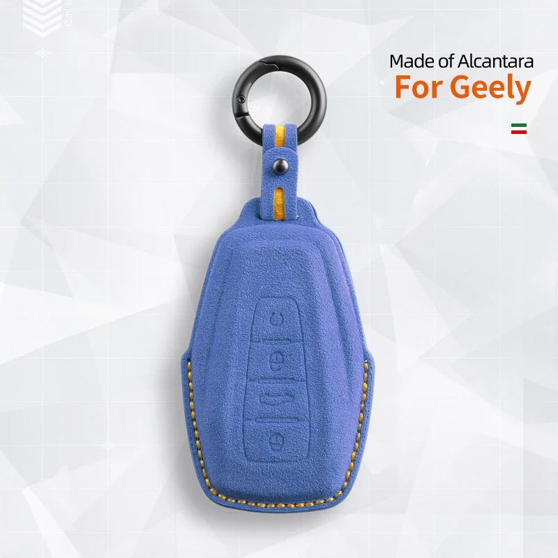 For Geely Emgrand X7 EX7 Coolray Car Key Case Accessories Keychain Suede Cover Shell Remote Protector 2020 2019 2023 2024 2022