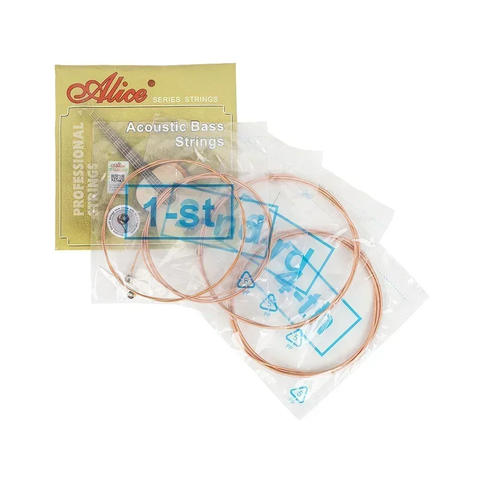Alice A618 Acoustic Bass Strings Full Set 4 Strings/5 Strings Hexagonal Core Coated Copper Alloy Winding for Acoustic Bass