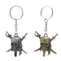 Fashion Vintage Key Chain Charm Pirates Of The Caribbean Keychain Jack Sparrow's Skull Pendant Keyring For Men Women Gifts