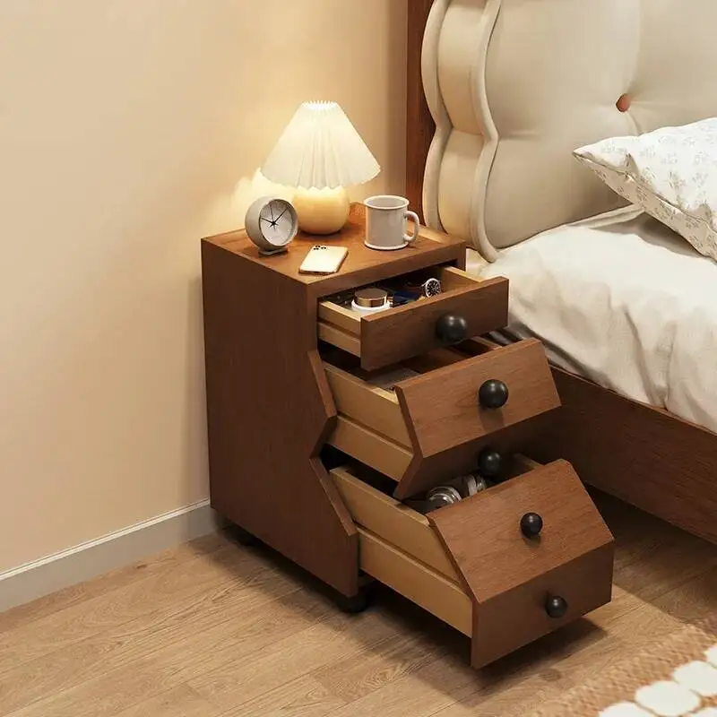 

Wooden Unique Nightstands Drawers Aesthetic Nordic Minimalist Nightstand Space Saving Mesitas De Noche Designer Furniture