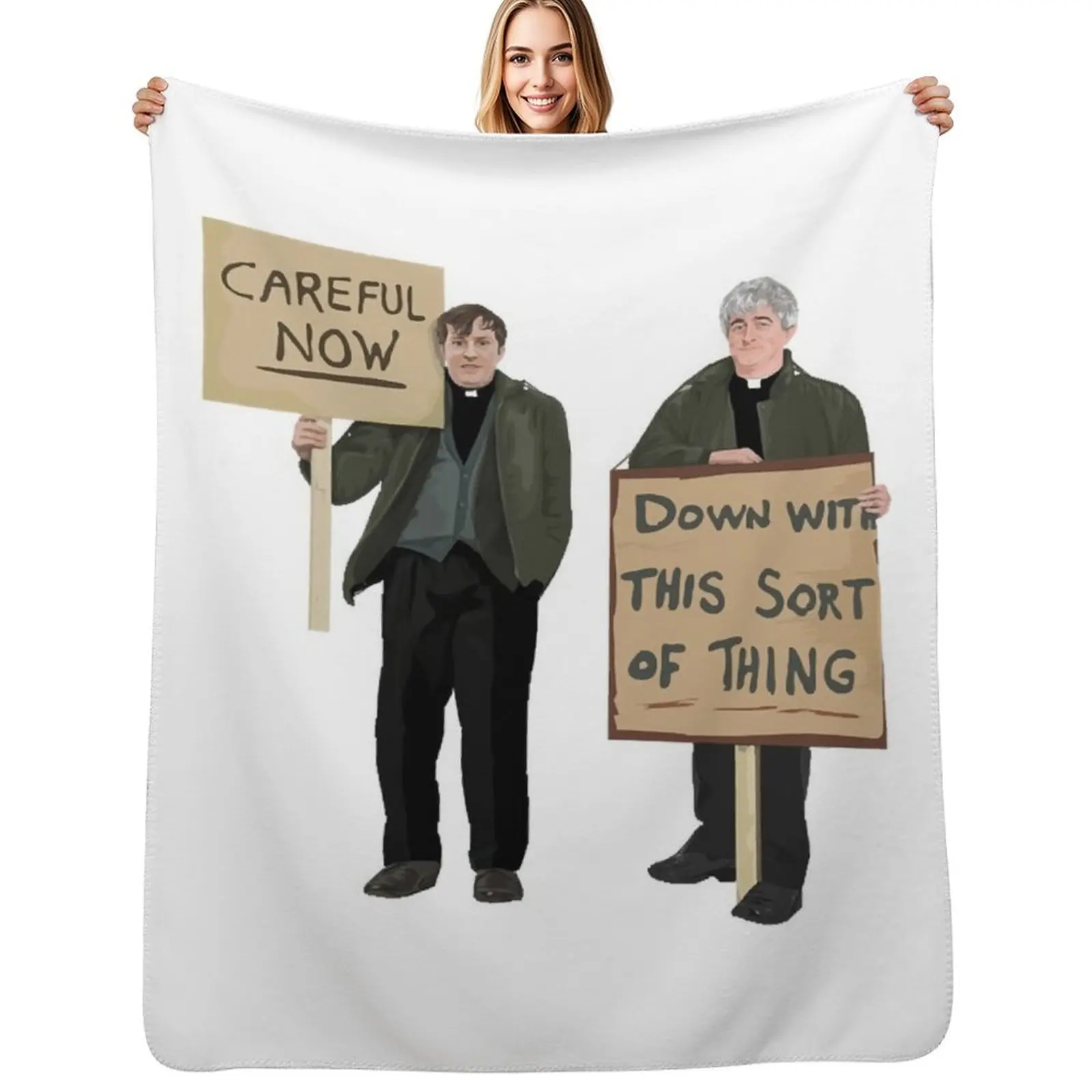 

Down With This Sort Of Thing..careful now! Throw Blanket Plaid Polar Flannel Soft Big Blankets