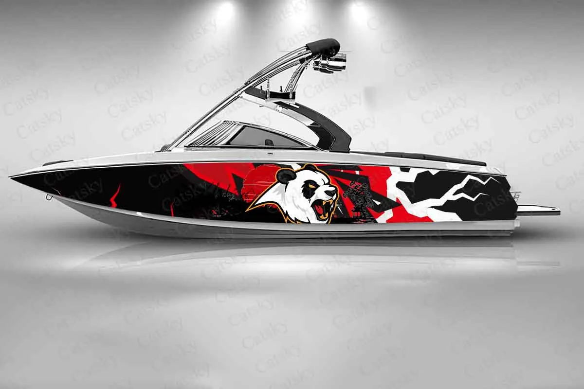 Fierce Panda Graffiti Abstract Design Boat Fashion Sticker Packaging Fish Vessels Waterproof Custom Sticker Wrap Vinyl Decal