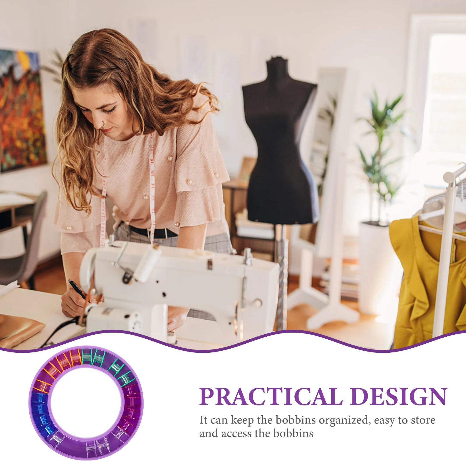 

1Set Bobbin Storage Organizer Plastic Thickened Holder Large Capacity Compact Sewing Thread Case for Travel Storage