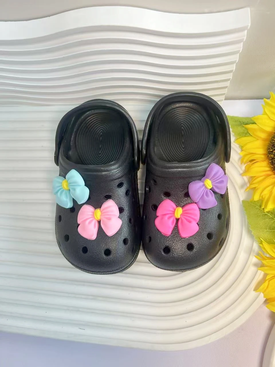 

Summer children's slippers comfortable breathable colorful bowtie DIY slippers home casual wear outdoor walking bathroom travel