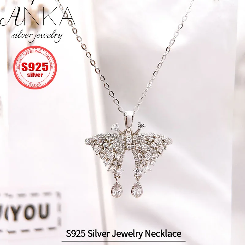 silver 925 Necklace Zirconia Spiritual Butterfly Necklace jewellery women Party Wedding Gift collares mujer tendencia 2024