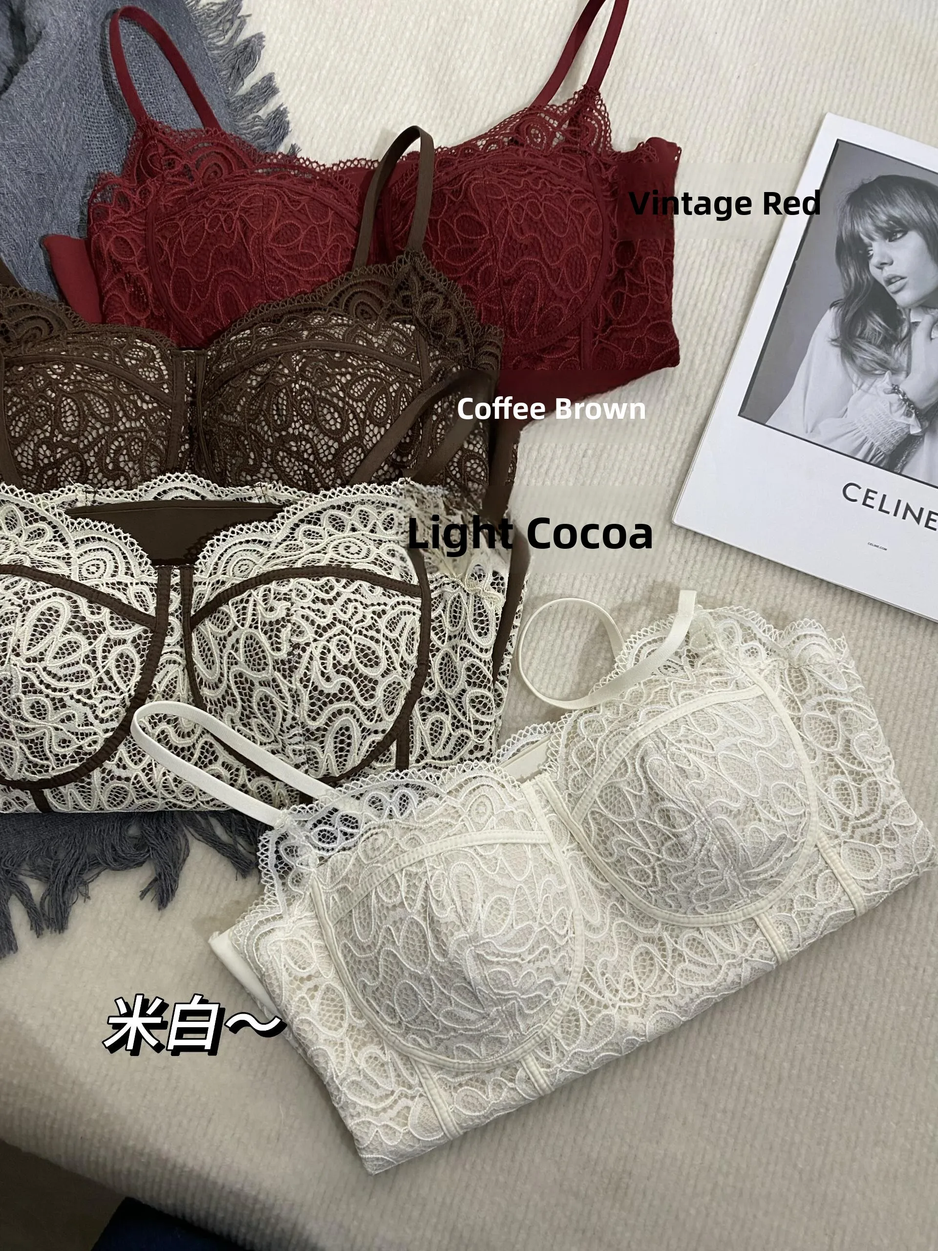 Sexy Lace Backless Thickened Fleece Warm Women's Camisole Vest with Built-in Bra Pad Inner Wear Top Outer Wear Option