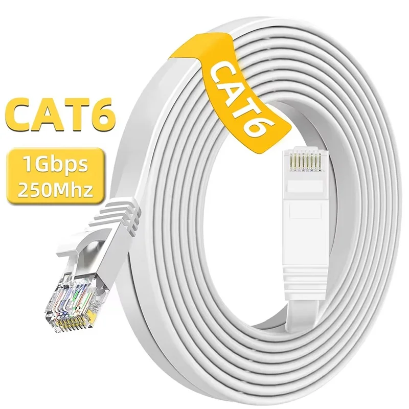 Flat Cat6 Cable 0.3/0.5/1/1.5/2/3/5/10m RJ45 Ethernet Network Cord 1000Mbps LAN Patch Cable For Router Modem PC Laptops Internet