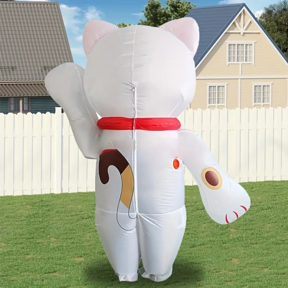 Costume gonfiabile di Halloween Lucky Cat Set di bambole di ruolo per spettacoli teatrali di Halloween per -4'11"-6'3")