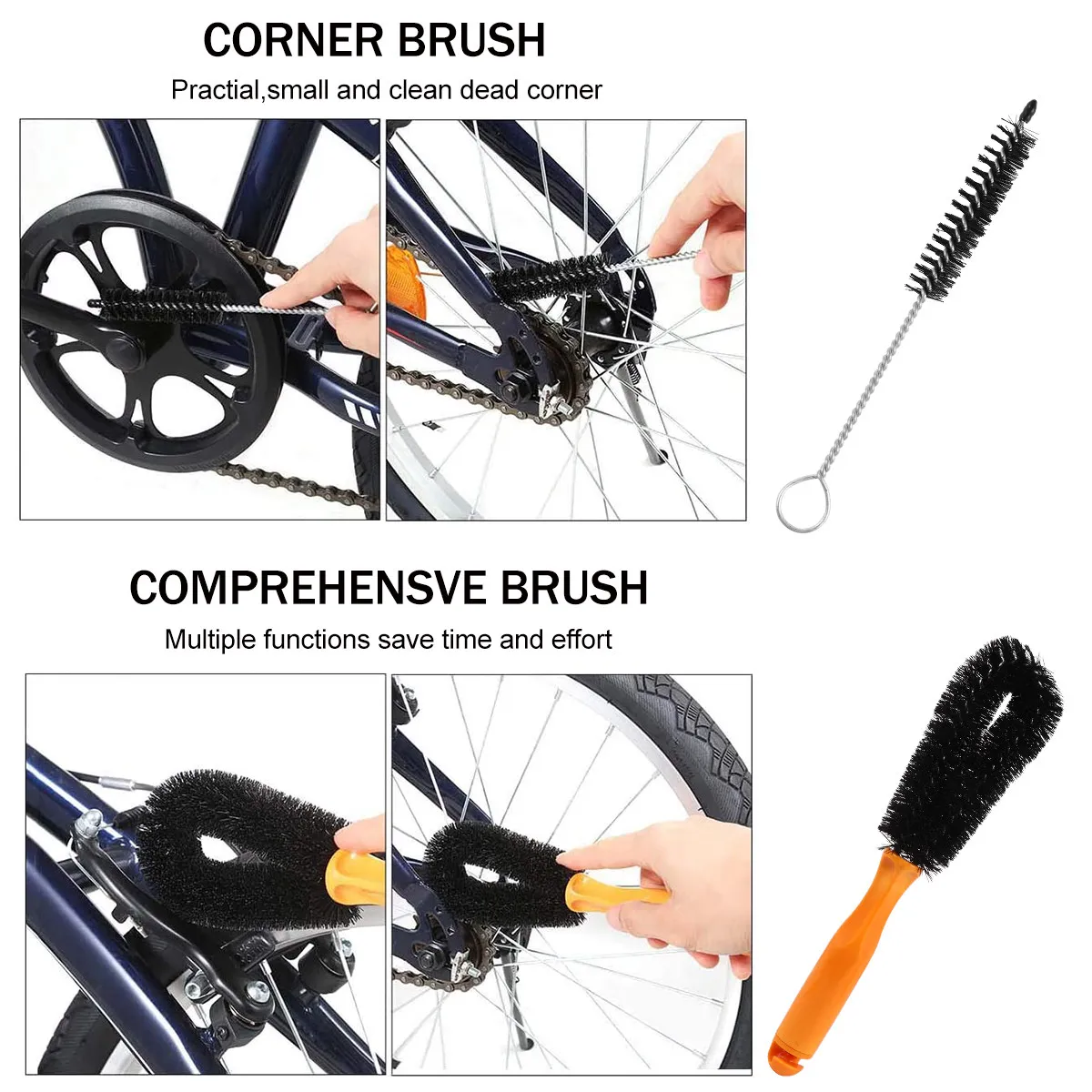 8Pcs Bike Maintenance Cleaning Tool Set High Quality Chain Cleaner Brushes for Motorcycle Bicycle Drive System Brake