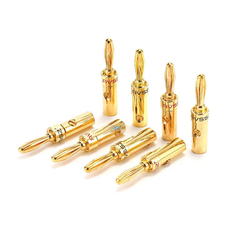 1- 10pcs Audio 4mm 24k High Quality Banana Plugs Pure Copper Gold Plated Speaker Type/Needle Type/Banana Head Plug Connectors